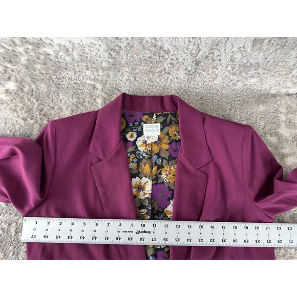 Boston Traveler Size 9-10 Career Notched Floral Lined Blazer Jacket Purple - Picture 4 of 7